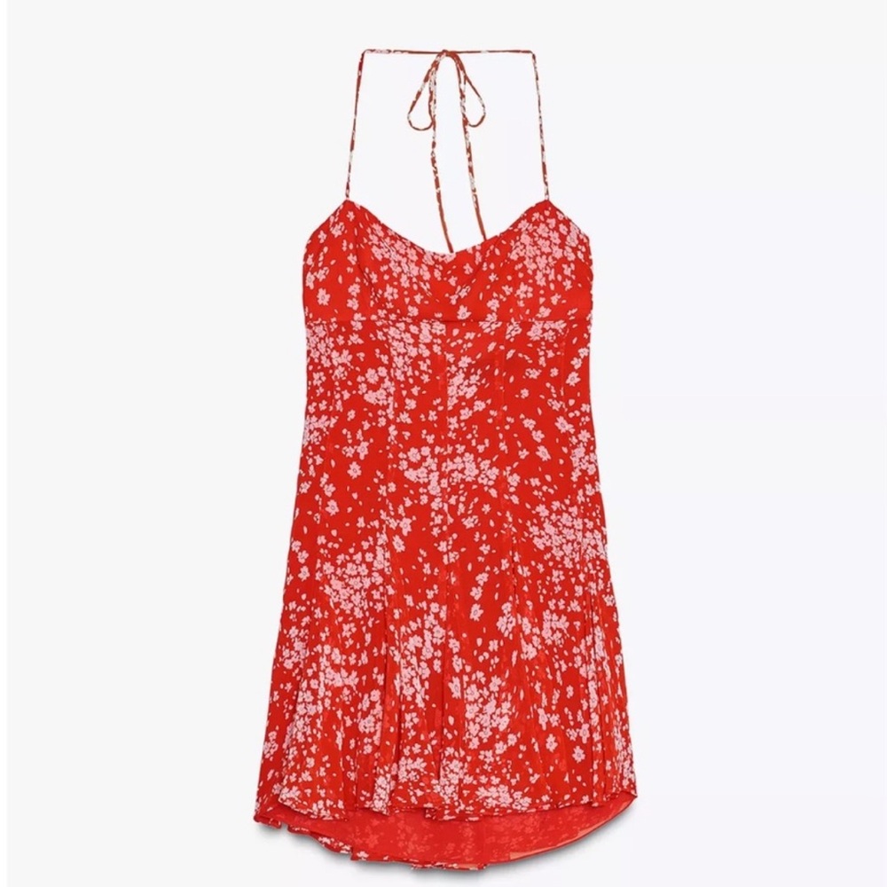 NWOT Zara Floral Godet Print Mini Dress - Picture 3 of 4